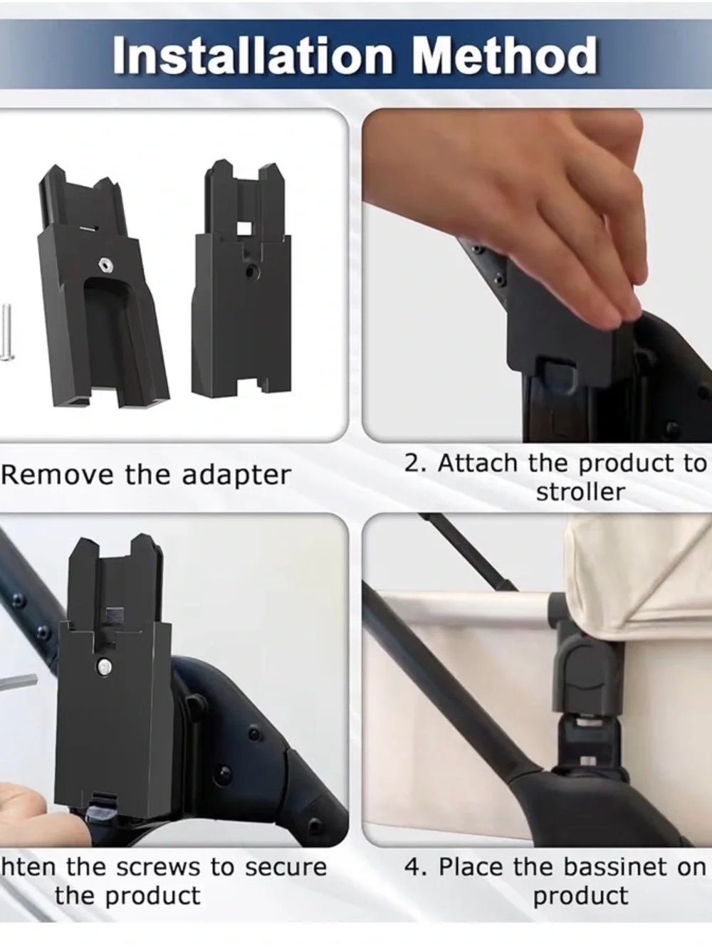 Universal Black Stroller Adapter Mount for Home Storage & Organization